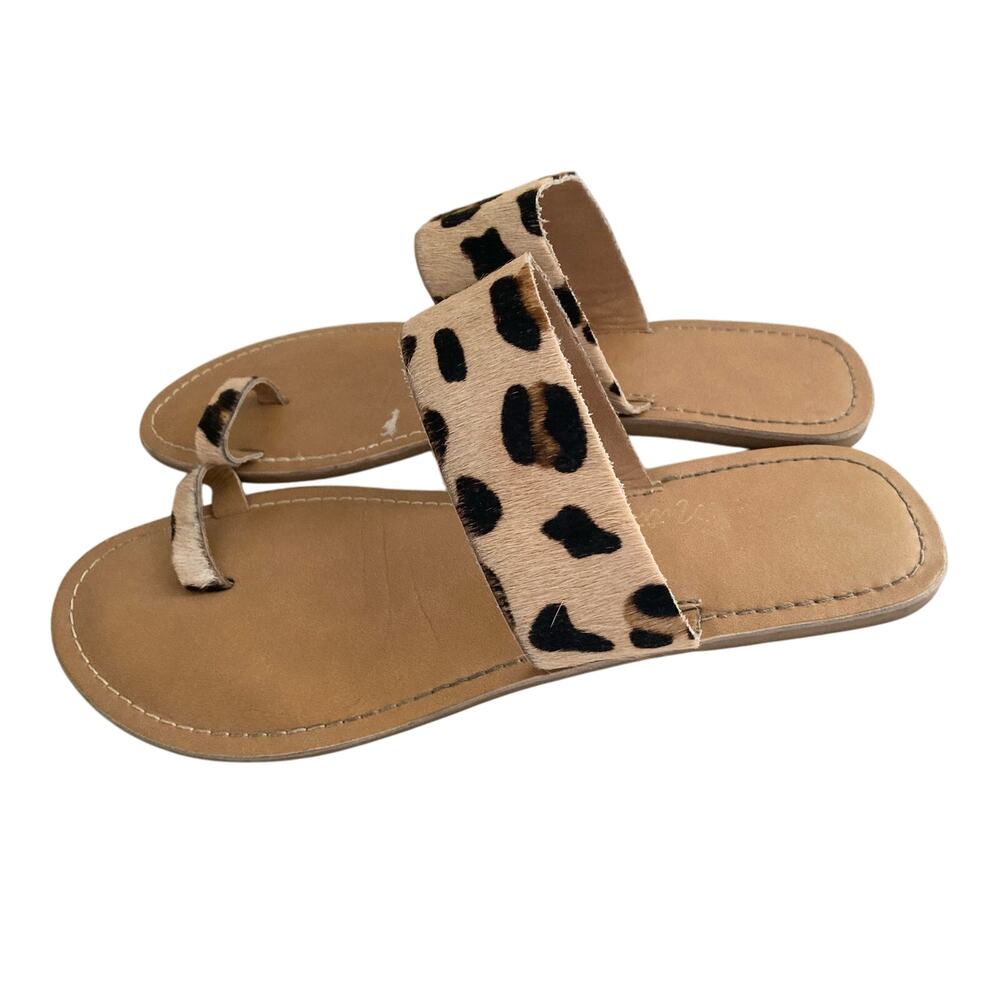 Coconuts By Matisse RIVA Leopard Print Cowhair Flip Flop Sandals Size 9M